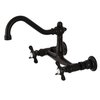 Kingston Brass KS3245BEX 8" Center Wall Mount Bathroom Faucet, Oil Rubbed Bronze KS3245BEX